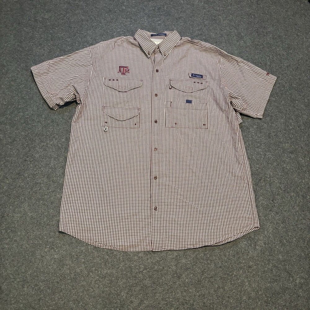 Texas AM Aggies Columbia PFG Button Shirt XL Vented Maroon NCAA